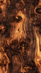 Wall Mural - Polished olive wood with rich, swirling grain, perfect for luxury kitchenware, luxury wood texture, gourmet design