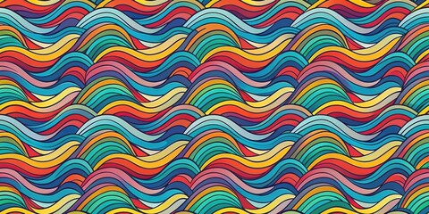 Sticker - Colorful seamless pattern with waves, colorful, seamless, pattern, waves, vibrant, abstract, background, design, decorative