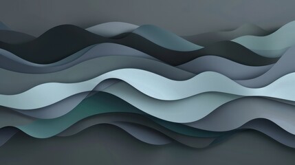 Canvas Print - Abstract Waves in Paper Art Style