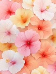 Poster - Vector hibiscus seamless pattern, perfect for a tropical vibe.