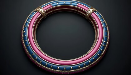 Wall Mural - Circular Frame with Gold, Blue, and Pink Accents