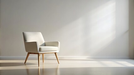 chair with minimalist design on a white background calm modern aesthetic subtle texture low-key lighting neutral color palette simplicity concept clean