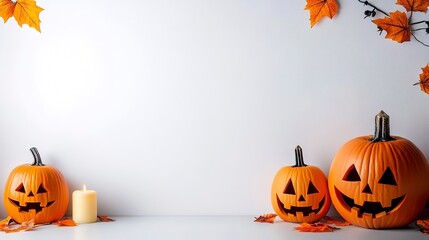 Sticker - Spooky halloween white background ideal for advertisements and text placement, offering ample space 