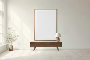 Wall Mural - Japandi frame png, transparent mockup