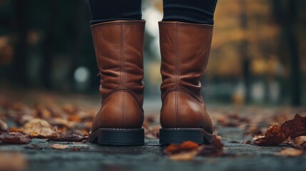 Poster - Autumn Stroll in Leather Boots