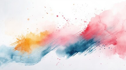 Poster - A minimalist summer flyer with a clean white background and a splash of watercolor in pastel hues, ideal for summer sales or parties with space for text.