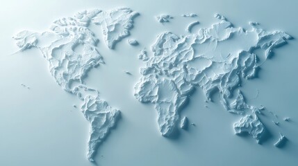 Poster - A minimalist world map background with light colors, ideal for clean and modern travel content. Clear space for messages.