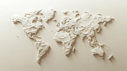 Poster - A minimalist world map background with light colors, ideal for clean and modern travel content. Clear space for messages.