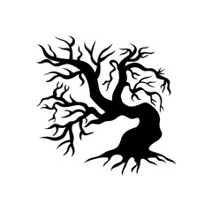 Wall Mural - Halloween tree silhouette vector art