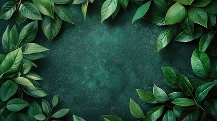 Wall Mural - A nature inspired wallpaper with lush green leaves and subtle textures, ideal for a fresh and organic aesthetic with space for text.