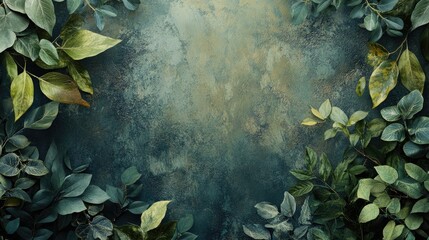 Poster - A nature inspired wallpaper with lush green leaves and subtle textures, ideal for a fresh and organic aesthetic with space for text.