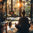 © panu101 - Remote Employee Enjoying Yoga Break at Home for Peaceful Vibes and Wellness Rejuvenation