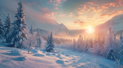 Sticker - Snowy Mountain Sunrise