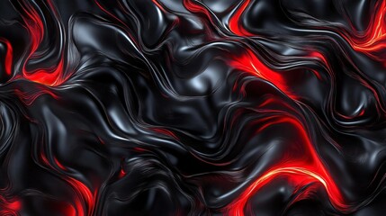 Poster - A captivating abstract texture featuring flowing black and red forms, perfect for backgrounds or digital art projects.