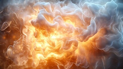 Poster - A captivating fusion of flames and clouds, creating a dynamic and vibrant atmosphere filled with energy and movement.