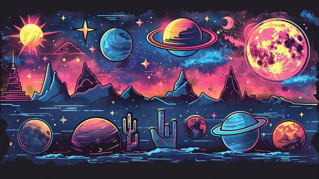 Futuristic y2k patches, labels, tags, stickers, bracelet stamps in retro style. Cartoon stickers in funky hipster groovy grunge 90s style. Vector set, trendy promo labels