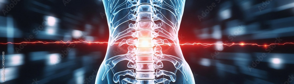 Detailed visualization of human anatomy highlighting the spine ...