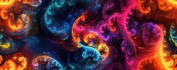 Canvas Print - Vivid abstract fractal artwork with swirling colorful patterns creating a mesmerizing and dynamic visual effect. Perfect for creative and modern design.