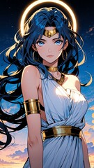 Wall Mural - anime greek goddess selene anime style high-quality for wallpaper background