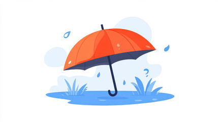 Wall Mural - Bright D cartoon umbrella illustration with a fun, modern twist. Perfect for playful designs and vibrant artwork