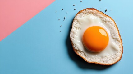 Wall Mural - Stylized illustration of fried egg in bold lines and colors.