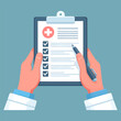 © sabbir - Doctor hands holding clipboard flat vector