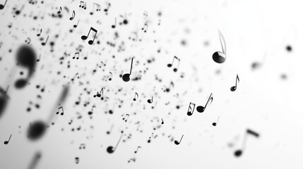 Music notes melody background. Black notes symbols on white background