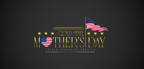 A Mother's Day greeting card featuring the American flag and stars, adorned with a prominent Gold Star design