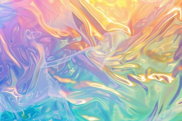 Wall Mural - Abstract Holographic Background with Smooth, Fluid Waves