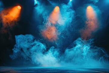 Aufkleber - Stage Lights and Smoke with Blue and Orange Hues