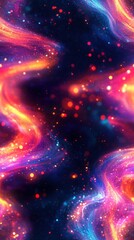 Sticker - Vibrant abstract cosmic background with swirling colorful lights and particles, perfect for digital art or futuristic themes.