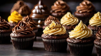 supermarket display of chocolate cupcakes