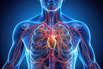 Blood flows from the heart to the lungs, picking up oxygen and dropping off carbon dioxide, then returns to the heart and out to the body, supplying vital organs and tissues.