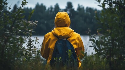 Wall Mural - Rainy Day Adventure in the Lush Forest