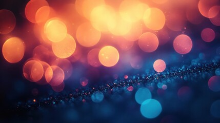 Wall Mural - A captivating night sky scene with bokeh effect dots in blues and purples, suggesting a deep,