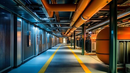 Poster - photograph showcasing the advanced cooling system within a state of the art data center