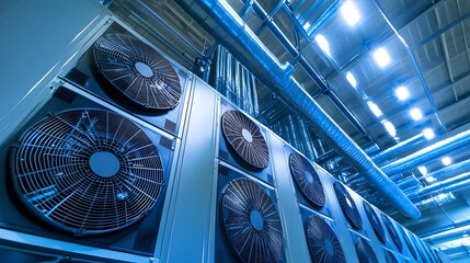 Poster - sophisticated cooling system installed in a state of the art data center ensuring efficient and opti