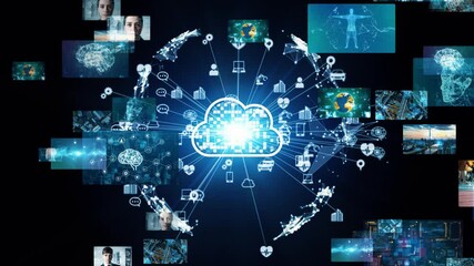 Aufkleber - Composite concept of multiple video screens and cloud computing 