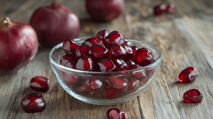 Wall Mural - Garnet seeds on table