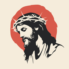 Vector illustration of  Lord Jesus Christ in simple minimalistic art form