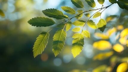Mountain ash leaves in focus