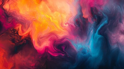 Leinwandbilder - A vibrant abstract background with swirling colors and fluid shapes, creating a dynamic and energetic composition