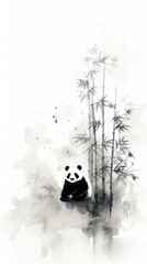 Wall Mural - A panda and bamboo forest wildlife outdoors mammal.