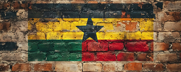 An artistic rendition of the Ghanaian flag, showcasing its vibrant red, yellow, and green colors with a prominent textured star at the center