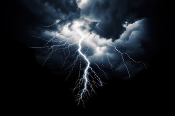 Wall Mural - Dramatic lightning storm at night