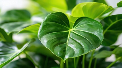 Wall Mural - Lush and Vibrant Split-Leaf Philodendron Plant in Tropical Setting