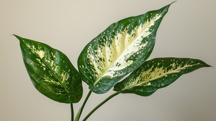 Sticker - Lush Dieffenbachia Leaf Close-up in Natural Lighting - Botanical Foliage Beauty