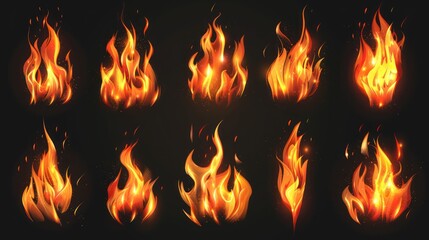 Sticker - Realistic Fire Flames Set