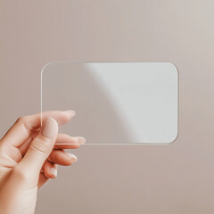 Wall Mural - hand holding blank transparent  business card/ mockup/template