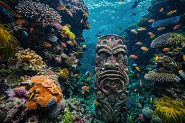 Canvas Print - Vibrant underwater coral reef scene